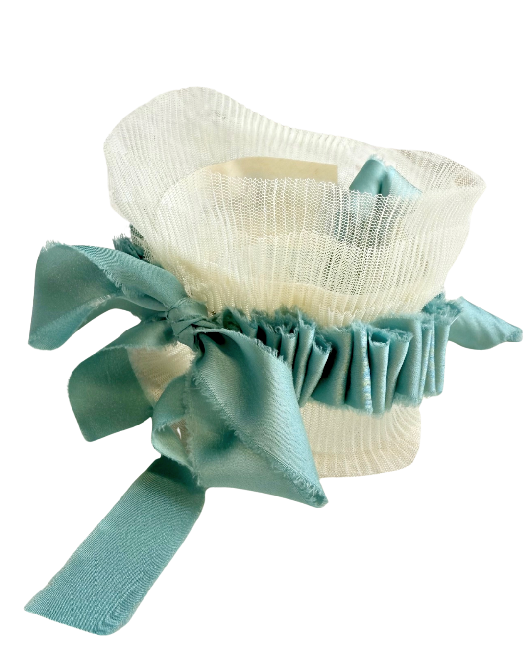 Sea Foam Blue Ruffles and Ivory Tulle Collar
