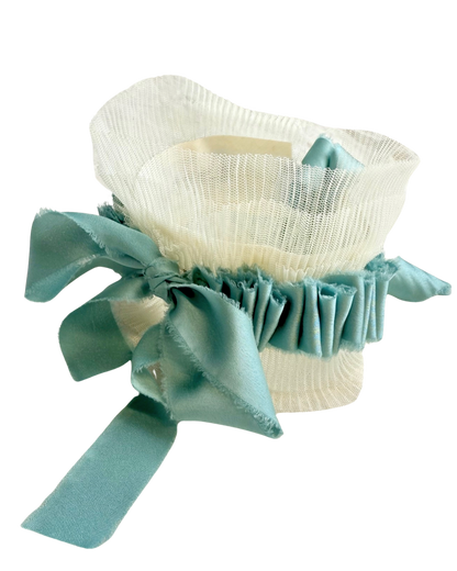 Sea Foam Blue Ruffles and Ivory Tulle Collar