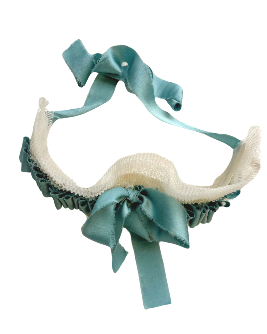 Sea Foam Blue Ruffles and Ivory Tulle Collar