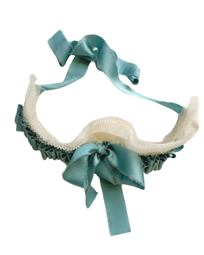Sea Foam Blue Ruffles and Ivory Tulle Collar